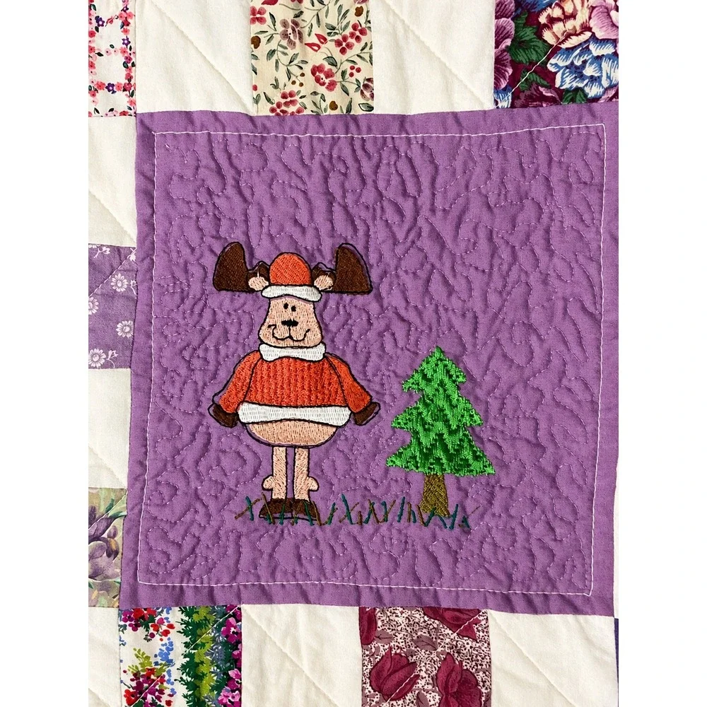 Project Linus Handmade Patchwork Child/Baby Reversible Bright Animal Quilt 41x42
